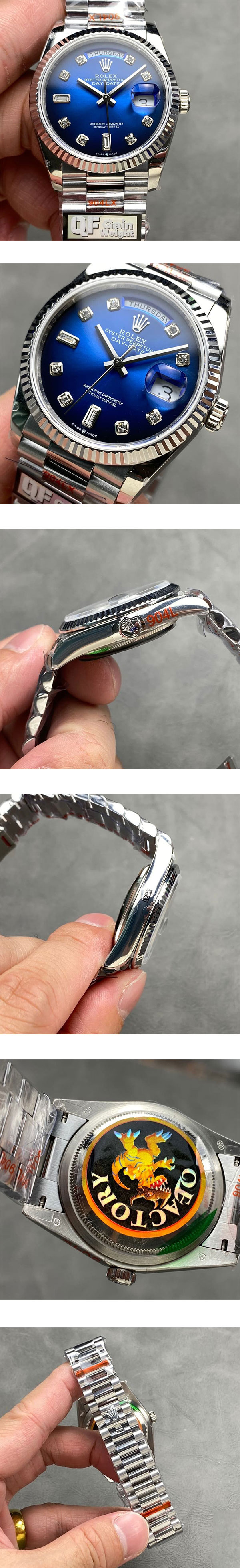 【QF製 加重版】 デイデイト M128239-0023 ブルーオンブレ 36mm 芸術性がある ロレックスコピー